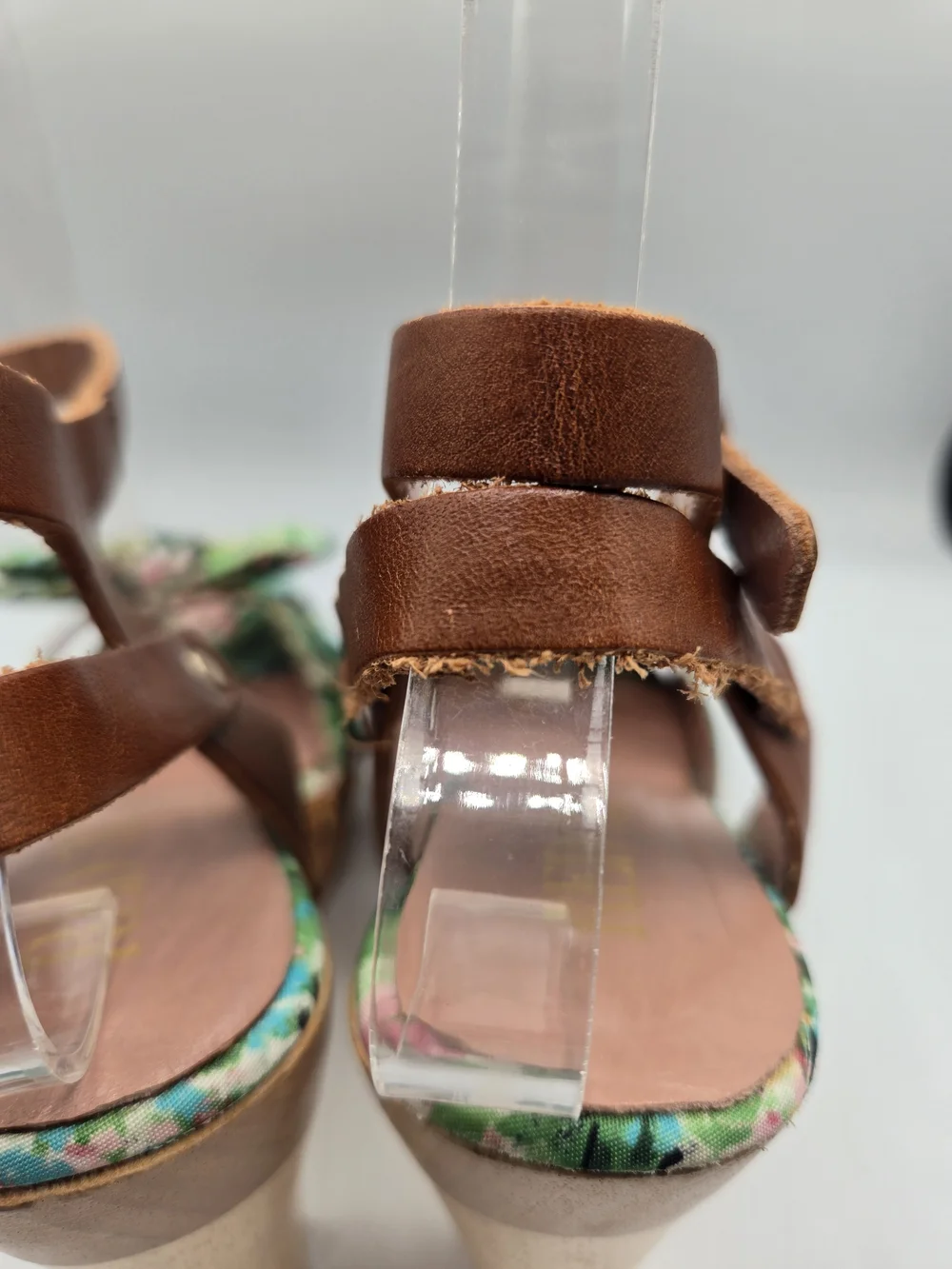 RED Valentino Meadow Print Platform Sandals Size 37.5 Floral Bow Wood Heel